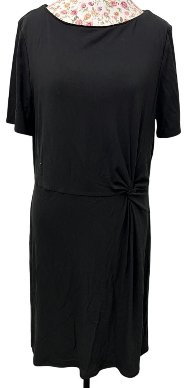 🖤 White House Black Market Little Black Dress Knot Waist Detail XL Long Sleeve